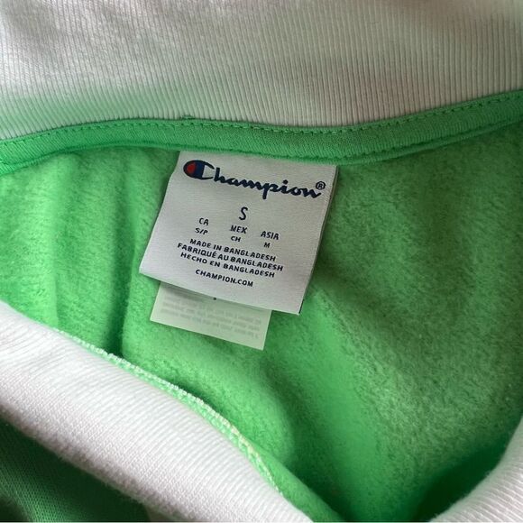 Champion Lime Green Vintage Inspired Collared Crewneck Sweatshirt - Picture 7 of 11